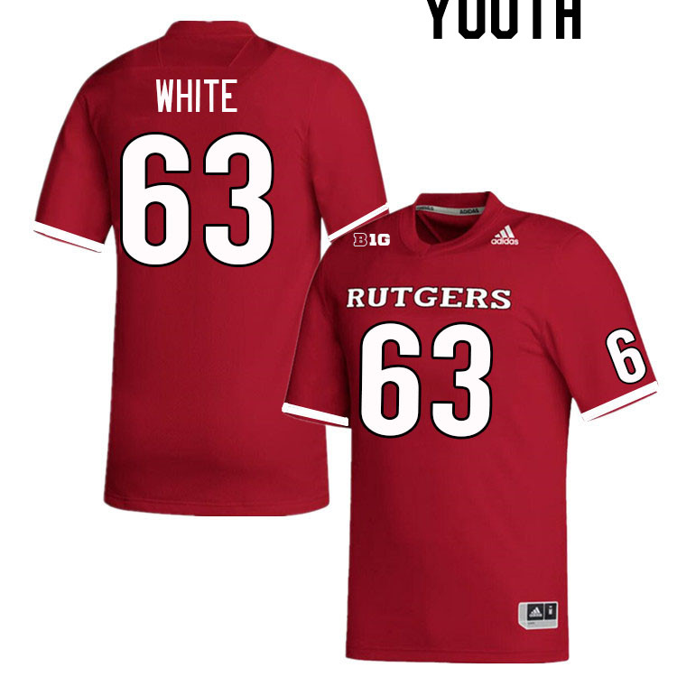 Youth #63 Taj White Rutgers Scarlet Knights College Football Jerseys Stitched Sale-Scarlet